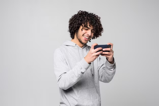 Man playing and playing with phone
